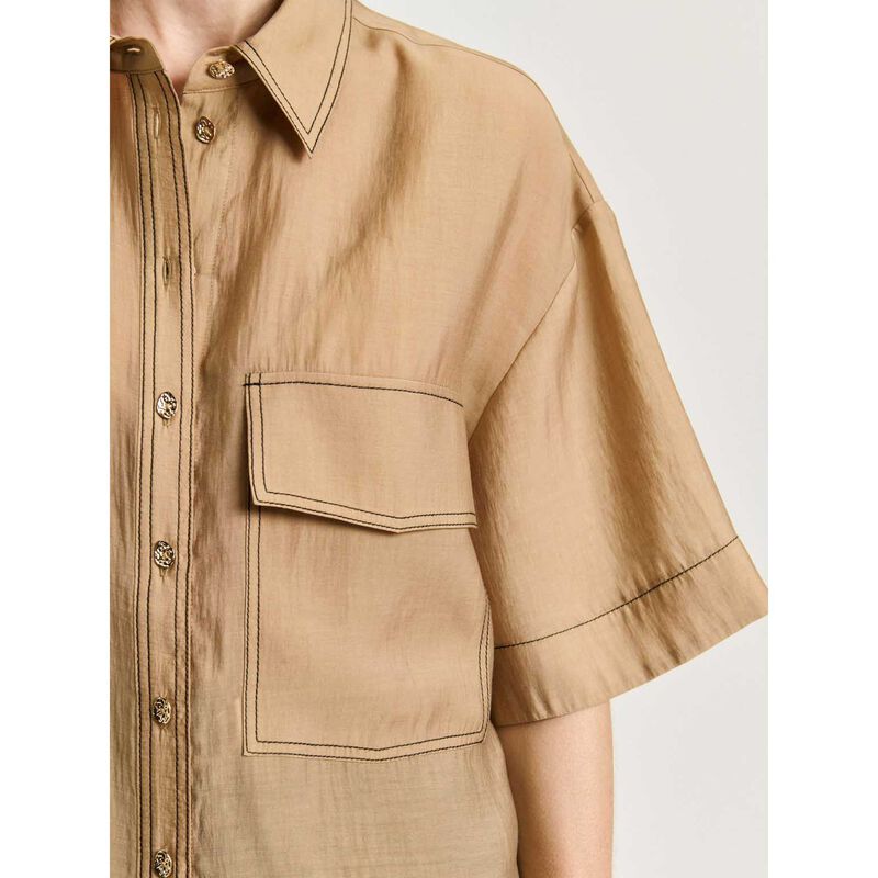 Veronika Maine Washer Tencel Topstitch Shirt image number 2